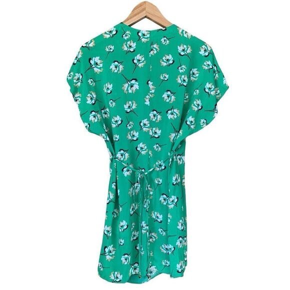 VIX Paula Hermany Petals Way Wrap-Effect Floral-Print Voile Mini Dress Green XS - Picture 5 of 12